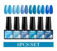 Shein Conjunto De Esmaltes De Uñas De Gel De 6 Piezas, Juegos De Kits De Uñas En Color Desnudo Con Brillo Holográfico Y Remojo De Luz Uv Para Arte De Uñas,