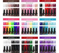 Shein Set de 6 esmaltes de uñas de gel de larga duración, libres de plomo, con brillo y purpurina rosa y roja, semi-permanentes, para remover con soak off,