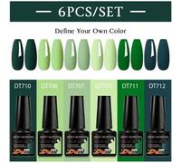 Shein Set de 6 esmaltes de uñas de gel de verano, esmalte de uñas de gel verde de 7.3Ml, esmalte de uñas de gel semi-permanente resistente al desprendimient