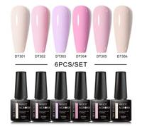 Shein Conjunto De 6pcs/color De Esmalte De Uñas En Gel, Kit De Brillo De Otoño, Gel De Arte De Uñas Uv Led Vernis Semi Permanente Base Top Coat
