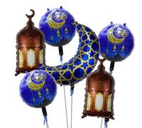 Shein Set de 6 globos de aluminio de estilo Eid Al-Adha, adecuados para la decoración del tema de la Fiesta del Sacrificio islámica Eid Al-Adha, Qurban