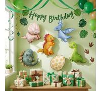 Shein Set de 6 globos de aluminio en forma de mini dinosaurio, globos de dinosaurio y animales de dibujos animados 3D adecuados para decoración de fiesta de