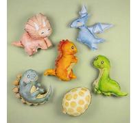 Shein Set de 6 globos de aluminio en forma de mini dinosaurio, globos de dinosaurio y animales en 3D para decoraciones de fiesta de cumpleaños, baby shower,