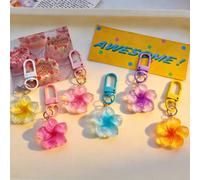 Shein Set de 6 llaveros con flores de margarita de colores degradados tipo caramelo, estilo bohemio versátil, accesorio de llavero y dije para bolso, regalo