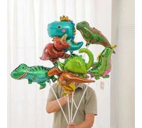 Shein Set de 6 mini globos de dinosaurio, globos de aluminio de Tyrannosaurus Rex y Triceratops, decoraciones para fiesta de cumpleaños con tema de la selva