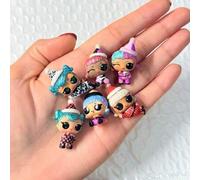 Shein Set de 6 muñecas miniatura de la serie de juguetes LOL Surprise con ojos grandes y detalles, usando sombreros, como regalo de cumpleaños, material: PV