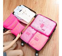 Shein Set de 6 organizadores de viaje con estampado floral impermeable, cubos de embalaje con cremallera portátiles, de tela Oxford en estilo sencillo (todo