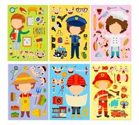 Shein Set de 6 paquetes Rompecabezas educativos DIY con pegatinas de expresiones faciales y ocupaciones, pegatinas de PP para aprendizaje temprano para desa