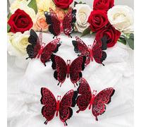 Shein Set de 6 pegatinas de mariposas de diseño de doble capa y 3D de la colección del Día de San Valentín con decoración dorada brillante, pegatinas, vinil