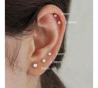 Shein Set de 6 pendientes de espiral de acero de titanio con cuentas cautivas de circonita cúbica, anillos para la nariz/labio, joyería para uso diario de m