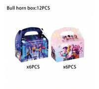 Shein Set de 6 piezas/12 piezas de decoraciones y pequeños regalos con tema de música coreana popular para fiestas, cajas de silbato y accesorios de anime,