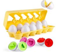 Shein Set de 6 piezas/12 piezas de juguetes de rompecabezas de huevo gráfico colorido, adecuado para juegos educativos preescolares, desarrollo de habilidad