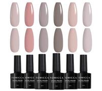 Shein Set de 6 piezas/8ml de esmalte de uñas de gel, Nude claro/Nude rosa/Rosa melocotón/Lavanda/Beige profundo/Rosa gris, Set de esmalte de uñas de gel UV/