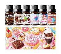 Shein Set de 6 piezas de 10ml de aceites esenciales con aroma a deliciosos postres, aceites aromáticos con aroma a galletas, paletas, chicle, malvaviscos, c
