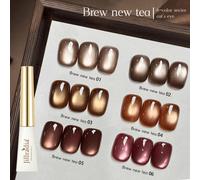 Shein Set de 6 piezas de 10ml de esmalte de uñas de gel de aspecto de ojo de gato con remojo UV LED, juego de manicura y arte de uñas como regalo de Navidad