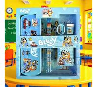 Shein Set de 6 piezas de artículos de papelería de la familia Bluey y sus amigos Bingo (incluye bolígrafo, regla, sacapuntas, goma de borrar y cuaderno), es