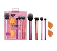 Shein Set de 6 piezas de brochas de maquillaje esenciales diarias de Real Techniques, incluye 4 brochas y 2 esponjas de maquillaje, para base, rubor, bronce