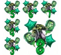 Shein Set de 6 piezas de decoración de globos con licencia oficial de dibujos animados Green Giant, con temática verde para fiesta de cumpleaños. Incluye gl