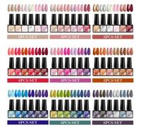 Shein Set de 6 piezas de esmalte de uñas de gel de colores Juego de larga duración, sin plomo, gel semi-permanente de remojo UV/LED para manicura, arte de u