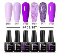 SHEIN Set de 6 esmaltes de uñas en gel semipermanente con brillo UV/LED Base y Top Coat Colores otoño