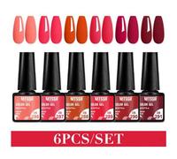 SHEIN Conjunto de 6 esmaltes de gel, tonos nude con brillo holográfico, remojo UV