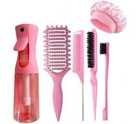 Shein Set de 6 piezas de herramientas para el peinado | Incluye botella de spray de 200ml, cepillo volumizador, peine de cola de rata y varilla de spray par