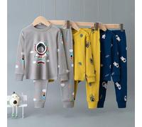 Shein Set de 6 piezas de ropa interior térmica de algodón con estampado de dibujos animados para niños, con estampados de espacio, cohetes y astronautas, qu