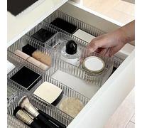 Shein Set de 6 piezas Organizador de maquillaje de acrílico transparente, caja de almacenamiento de tocador con estilo, soporte multifuncional para brochas