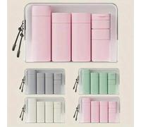 Shein Set de 6 piezas para viaje, incluye botellas de champú, gel de ducha, loción corporal, crema facial, contenedores cosméticos vacíos, set de almacenami