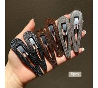 Shein Set de 6 pinzas para el cabello de mujer elegantes con cristales y diseño hueco en forma de gota de agua, pasadores para el cabello, accesorios escola