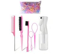 Shein Set de 7 peines - 1 laca para el cabello de 1000ml, 1 peine de 3 filas para esponjado, cepillo de cejas, peine de aguja de acero - Herramientas de pei