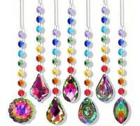 Shein Set de 7 piezas Atrapasol, Atrapasol de ventana interior, Colgante de bola de prisma de cristal y perlas, Atrapador de 7 colores, Decoración colgante