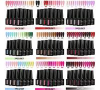 Shein Set de 7 piezas de esmalte de uñas en gel, que contiene HEMA y TPO, 7ml de esmalte de uñas en gel semi-permanente y removible con luz UV, de larga dur