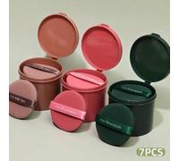 Shein Set de 7 piezas de esponjas de maquillaje con caja de almacenamiento - Almohadillas de cojín de aire suaves para uso seco y húmedo, esponjas de bellez