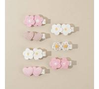 Shein Set de 7 piezas de pasadores de pelo de princesa con flores rosadas primaverales, conjunto de accesorios de pelo de cobertura completa dulce