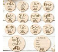Shein Set de 7 piezas de placas de madera de hitos doble cara, una forma única y significativa de celebrar el crecimiento de un niño desde el nacimiento has