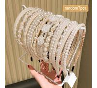 Shein Set de 7 piezas Diadema elegante de mujer con perlas falsas incrustadas, combinación de múltiples estilos para uso diario y regalo, diadema, accesorio