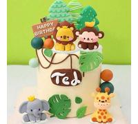 Shein Set de 7 piezas o 1 pieza de decoración de tarta con temática de animales del bosque. Incluye un elefante, jirafa, león, mono, árbol, tocón de árbol y