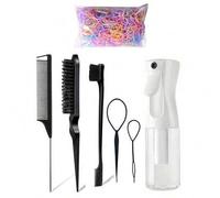 Shein Set de 7 piezas para el cabello, incluye lazos para el cabello, spray de 1000 ml, peine de tejer, cepillo de cejas, peine de aguja de acero para peina