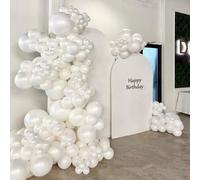 Shein Set de 79 globos blancos mates y de imitación de perlas blancas en varios tamaños para fiesta de cumpleaños con tema blanco, compromiso, propuesta, bo