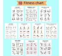 Shein Set de 8 carteles de rutina de entrenamiento integral del Body, guía de ejercicios fitness con imágenes impresas, material de papel, tamaño 8"X10" sin