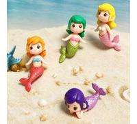 Shein Set de 8 mini figuritas decorativas de sirena, decoración de acuario de micro paisaje, serie de sirena, adecuado para decoración de pasteles DIY, deco