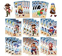 Shein Set de 8 pegatinas piratas para hacer caras - Pegatinas piratas estéticas, regalos para fiesta pirata, pegatinas de vinilo resistentes al agua