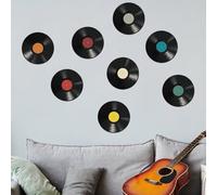 Shein Set de 8 piezas Adhesivo de pared de PVC, diseño de disco de música modernista, calcomanía de pared para el hogar, adhesivos, calcomanía de pared, cal
