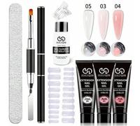 Shein Set de 8 piezas de 20ml de Gel de Extensión Poligel Juego de Arte de Uñas Colores Claros y Blancos Gel UV para Uñas con 20 moldes de extensión de uñas