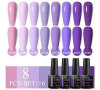 Shein Juego de 8 piezas de esmalte de uñas en gel de 7 ml de conjunto de invierno/otoño de colores fluorescentes semipermanentes para el cuidado de uñas, ki