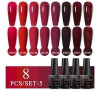 Shein Juego de 8 piezas de esmalte de uñas en gel de 7 ml de conjunto de invierno/otoño de colores fluorescentes semipermanentes para el cuidado de uñas, ki