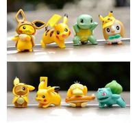 Shein Set de 8 piezas de Figuras en miniatura de Pokémon, con personajes adorables como Pikachu, Squirtle, ideales para decorar el escritorio y el coche, pe