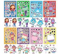 Shein Set de 8 piezas de pegatinas de rompecabezas de dibujos animados de Gabby's Dollhouse, juguete de rompecabezas lindo, pegatinas decorativas autoadhesi