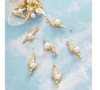 Shein Set de 8 piezas de pulsera, collar, colgante de joyería DIY con perlas y conchas marinas en estilo elegante de vacaciones de playa y océano